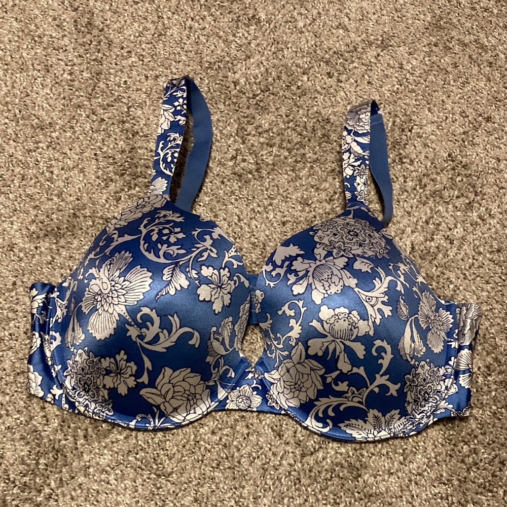 Soma 79984 Floral Blue and White Bra
